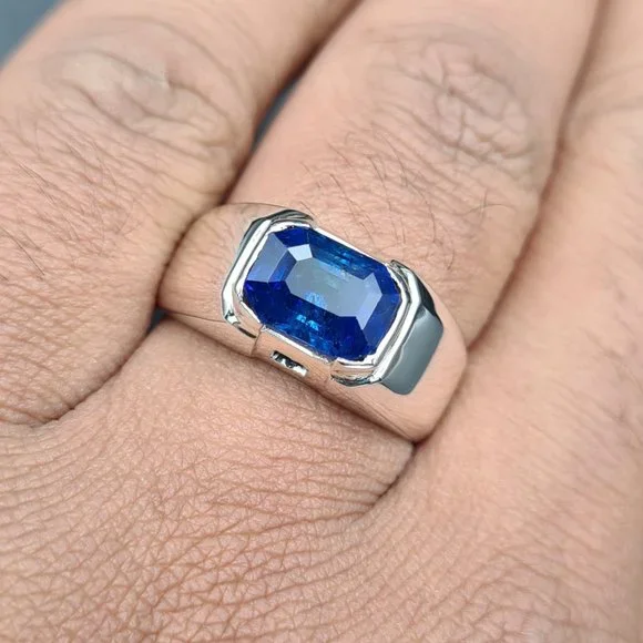 Mens Sapphire Ring Natural Royal Blue Ceylon Sri lanka sapphire Rings handmade